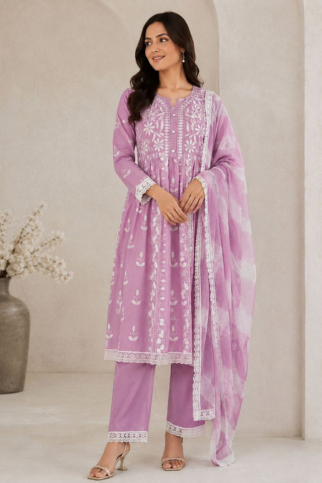 Pink Chikankari Rayon Straight Cut Suit (ACB1749)