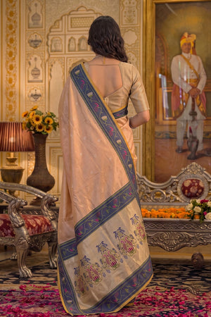 Peach Woven Tissue Saree (ACB1757)