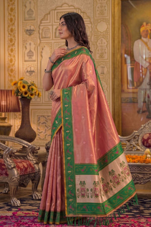 Pink Woven Tissue Saree (ACB1758)