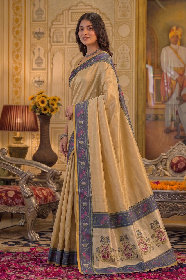 Gold Woven Tissue Saree (ACB1760)