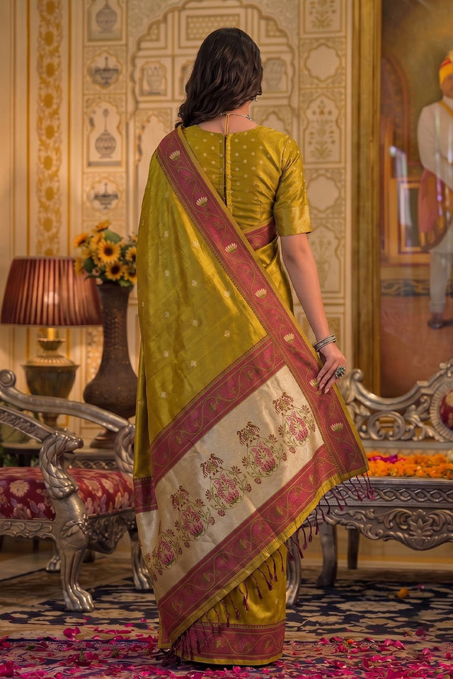 Mustard Woven Tissue Saree (ACB1762)