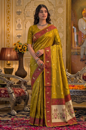 Mustard Woven Tissue Saree (ACB1762)