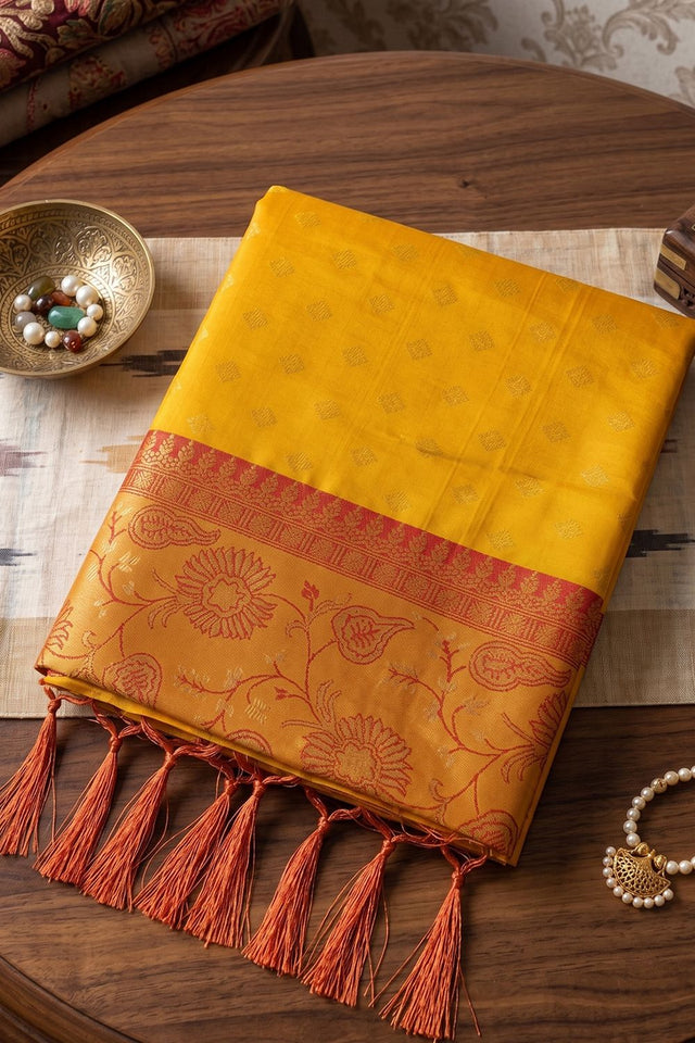 Yellow Zari Woven Silk Saree (ACB1763)