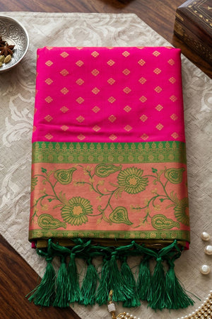 Dark Pink Zari Woven Silk Saree (ACB1765)
