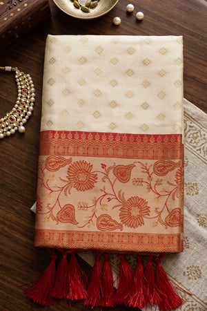 Off White Zari Woven Silk Saree (ACB1766)