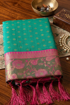 Sea Green Zari Woven Silk Saree (ACB1768)