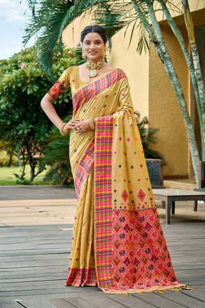 Mustard Woven Silk Saree (ACB1788)