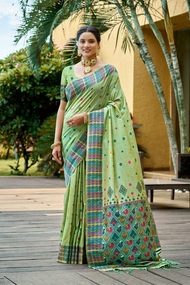 Green Woven Silk Saree (ACB1789)