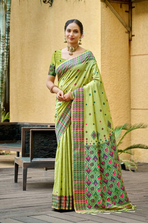 Green Woven Silk Saree (ACB1792)