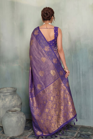 Purple Woven Silk Saree (ACB1793)