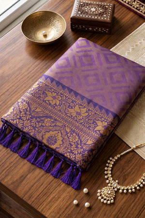 Purple Woven Silk Saree (ACB1793)
