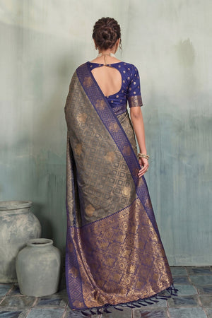 Grey Woven Silk Saree (ACB1794)
