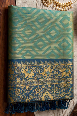 Blue Woven Silk Saree (ACB1795)