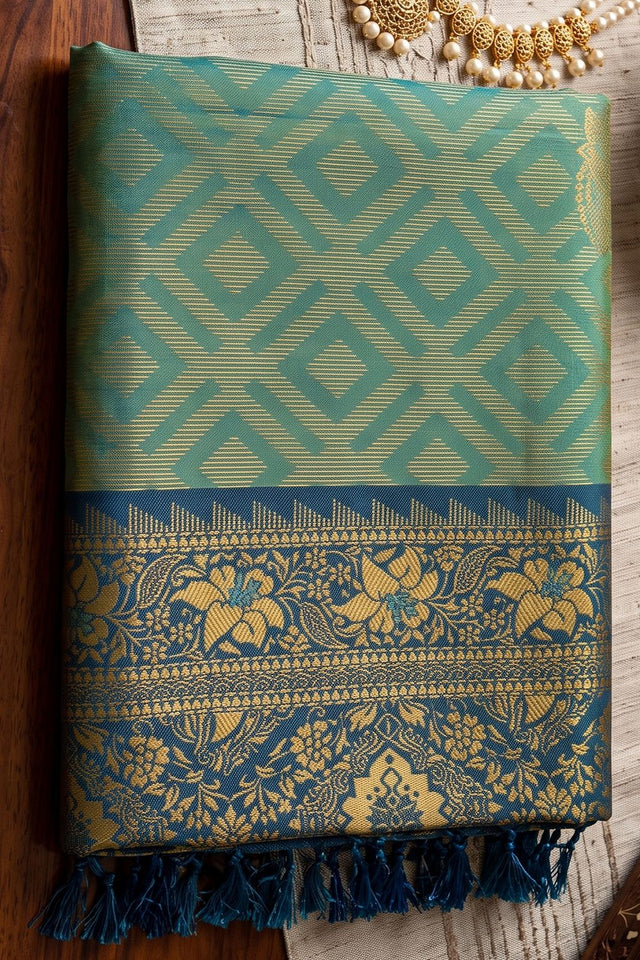 Blue Woven Silk Saree (ACB1795)