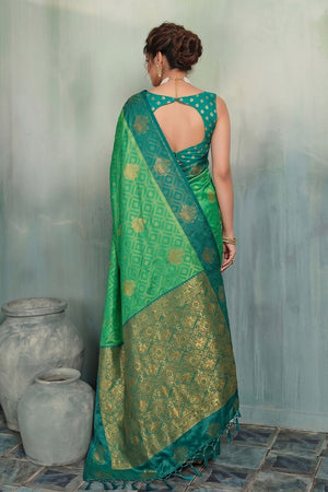 Green Woven Silk Saree (ACB1796)
