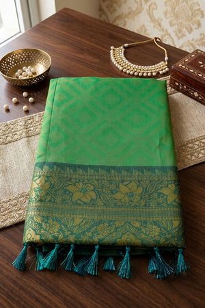 Green Woven Silk Saree (ACB1796)