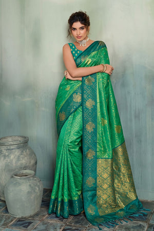 Green Woven Silk Saree (ACB1796)