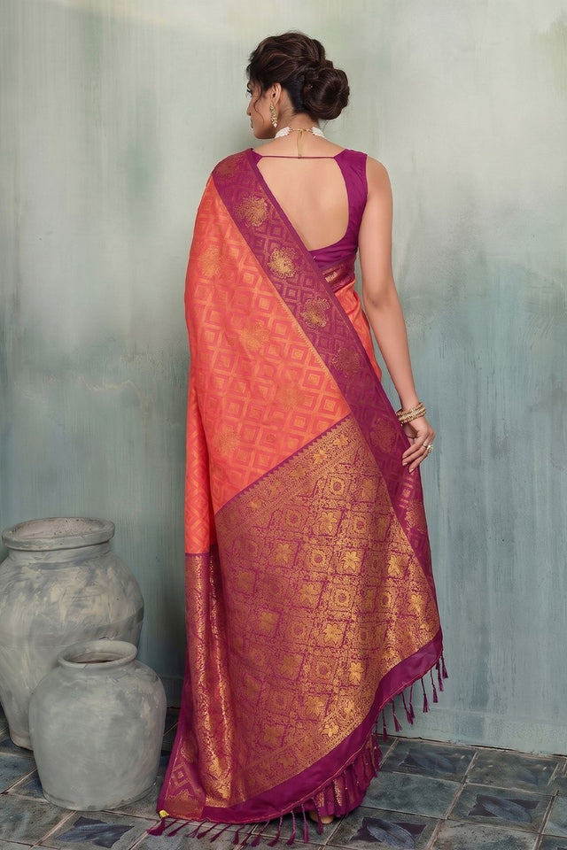 Magenta Woven Silk Saree (ACB1798)