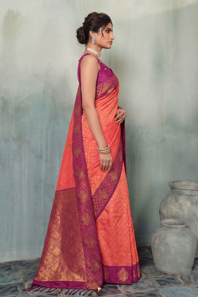 Magenta Woven Silk Saree (ACB1798)