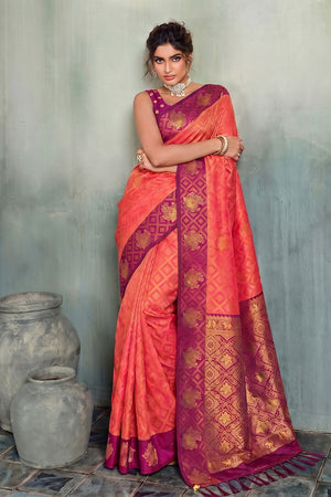 Magenta Woven Silk Saree (ACB1798)