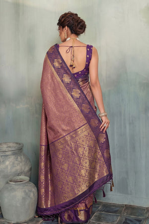 Brown Woven Silk Saree (ACB1800)