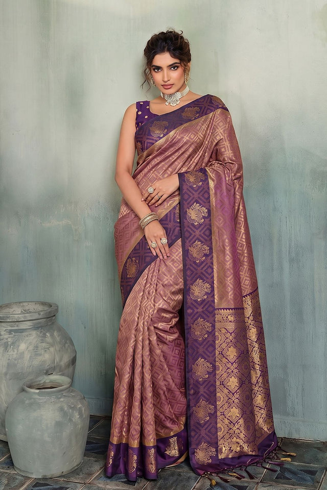 Brown Woven Silk Saree (ACB1800)