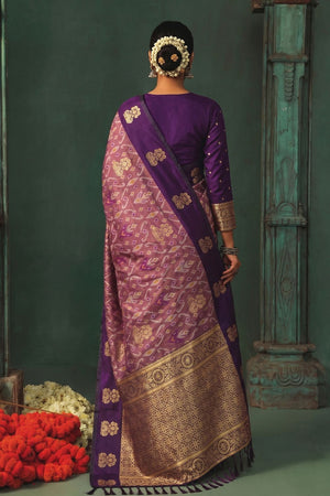 Purple Woven Silk Saree (ACB1819)