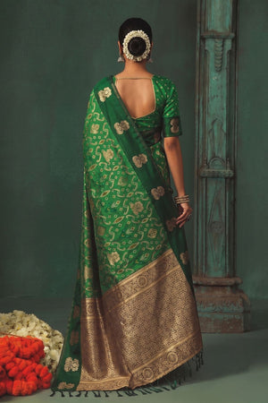 Green Woven Silk Saree (ACB1821)