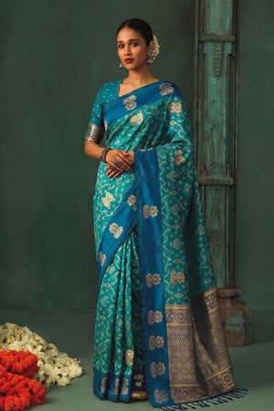 Blue Woven Silk Saree (ACB1824)