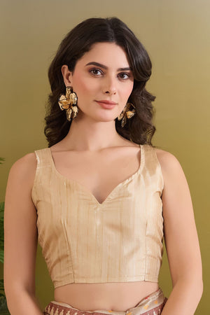 Cream Printed Silk Blend Ready to Wear Saree (ACB1837)