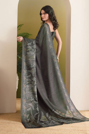 Dark Green Printed Art Silk Ready to Wear Saree (ACB1838)