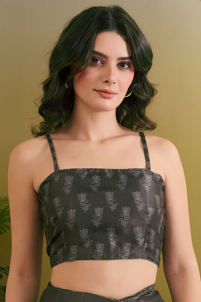 Dark Green Printed Art Silk Ready to Wear Saree (ACB1838)