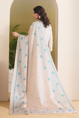 Beige Floral Printed Silk Blend Ready to Wear Saree (ACB1841)