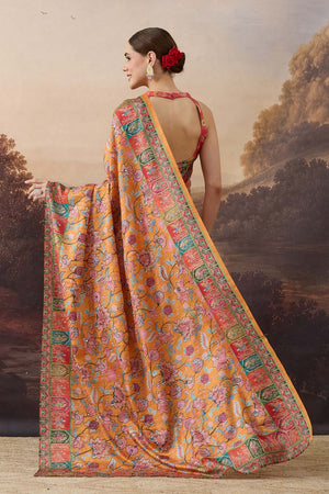Orange Printed Organza Ready to Wear Saree (ACB1844)