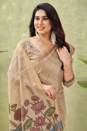 Beige Woven Cotton Saree (ACB1872)