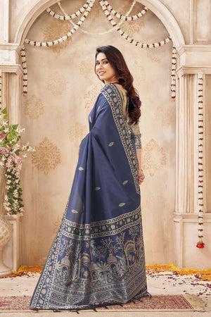Blue Woven Silk Saree (ACB1882)