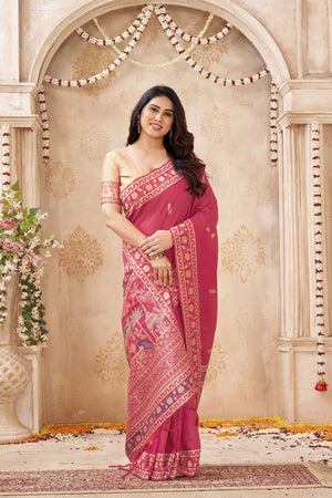 Red Woven Silk Saree (ACB1883)
