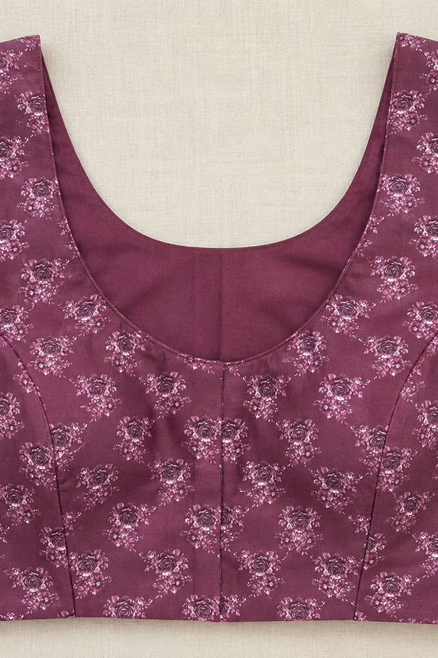 Wine Printed Satin Ready to Wear Saree (ACB1900)
