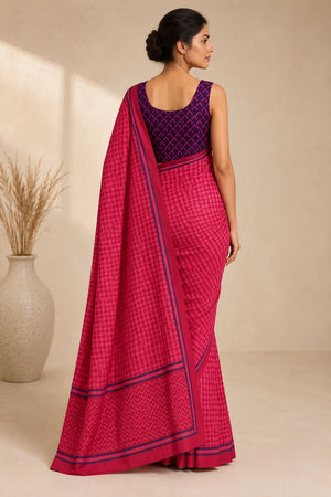Pink Printed Silk Blend Ready to Wear Saree (ACB1901)