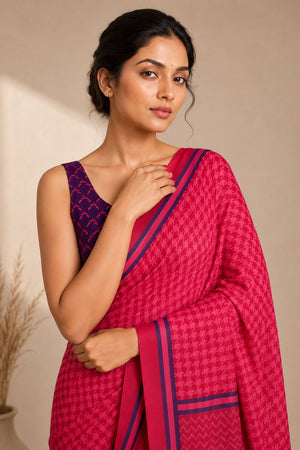 Pink Printed Silk Blend Ready to Wear Saree (ACB1901)