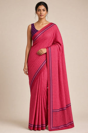 Pink Printed Silk Blend Ready to Wear Saree (ACB1901)