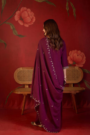 Maroon Sequin with Embroidered Silk Straight Cut Suit (ACB1905)