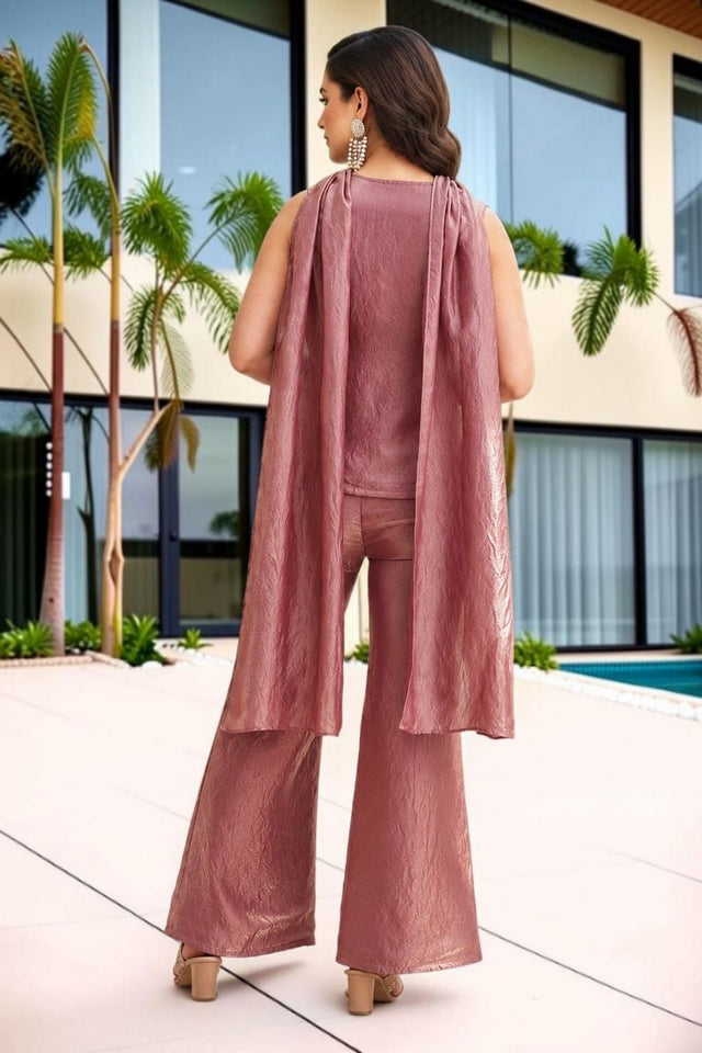 Pink Heavy Embroidered Satin Palazzo Suit (ACB1929)