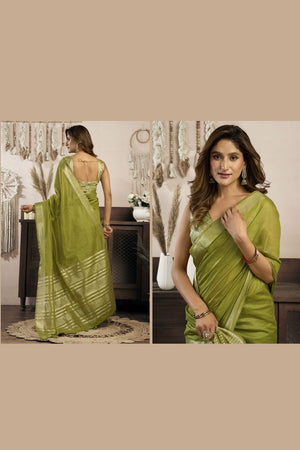 Mehendi Woven Cotton Saree (ACB1948)