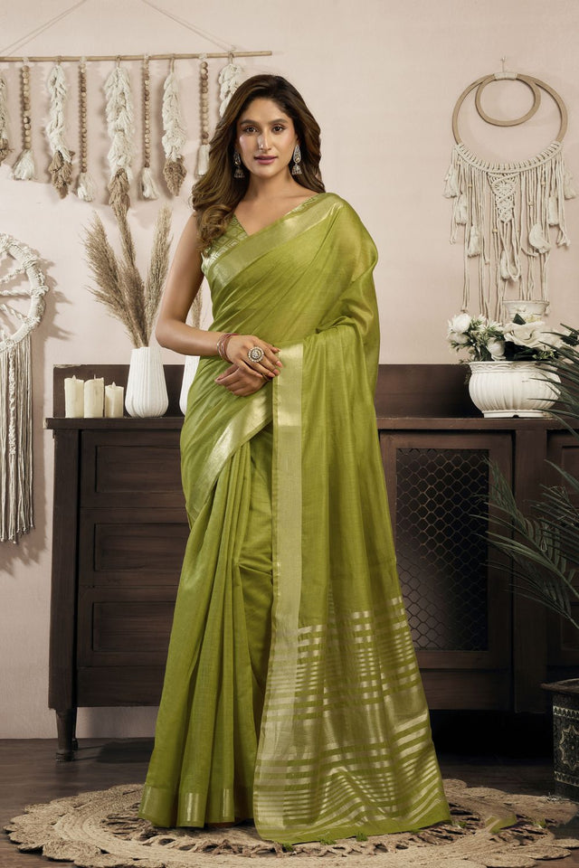 Mehendi Woven Cotton Saree (ACB1948)