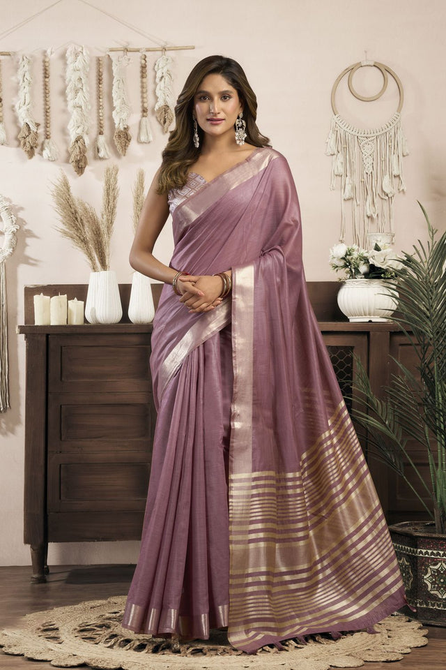 Lavender Woven Cotton Saree (ACB1949)