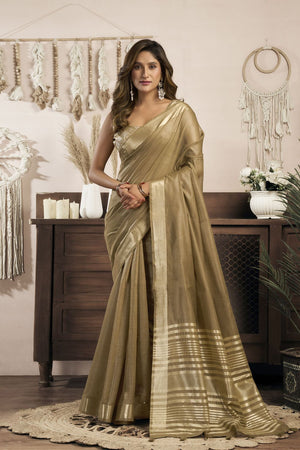 Beige Woven Cotton Saree (ACB1953)