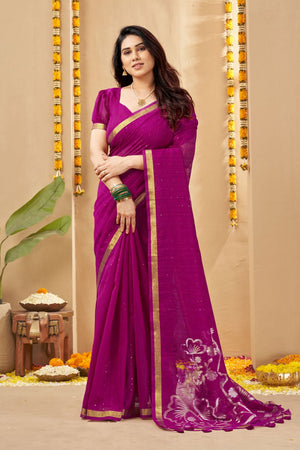 Magenta Zari Woven Linen Saree (ACB1956)