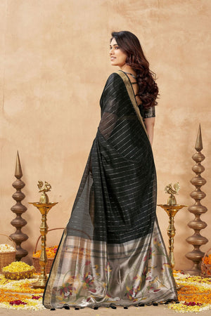 Black Zari Woven Tissue Saree (ACB1960)