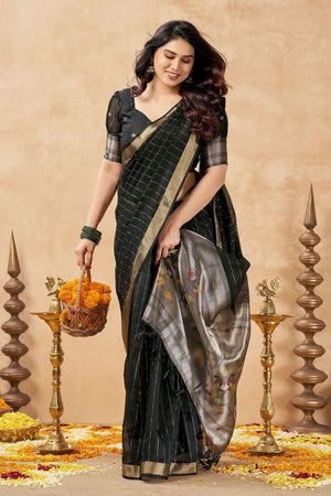 Black Zari Woven Tissue Saree (ACB1960)